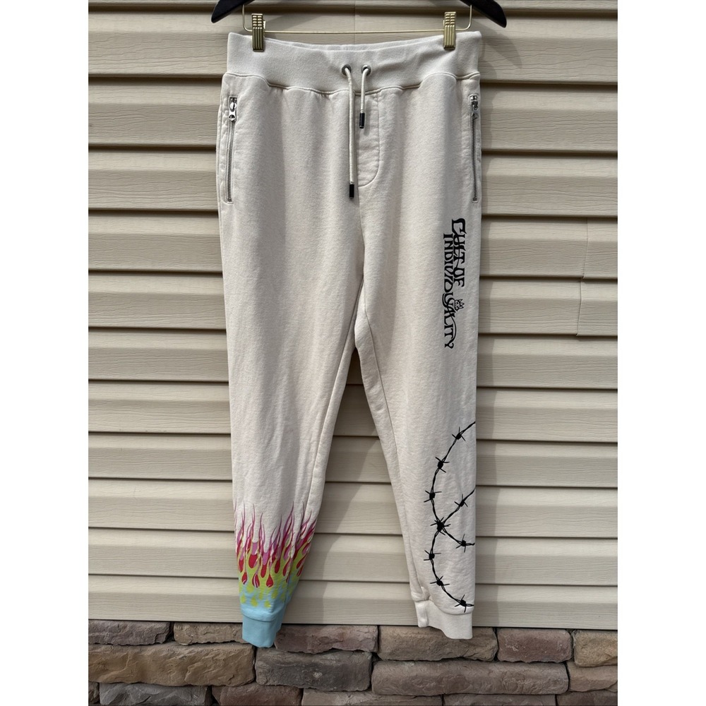 Cult of Individuality Novelty Sweatpants Joggers Cream Fallen Angel Size Medium
